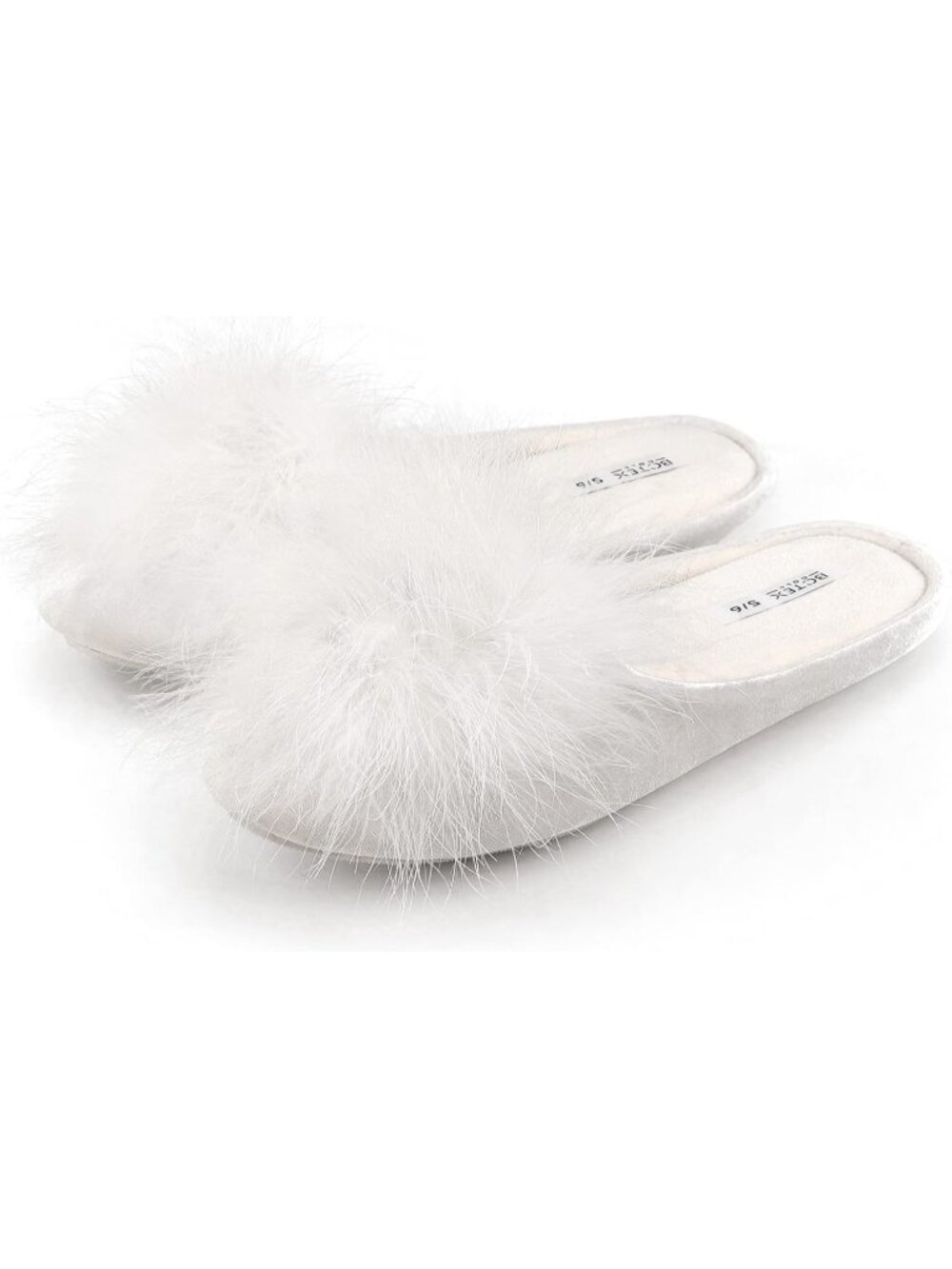Women's White Cozy Velvet Memory Foam Imported Fuzzy Indoor Slippers